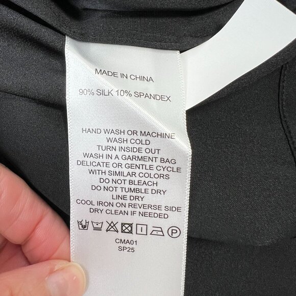 Quince Washable Stretch Silk Tiered Maxi Dress Short Sleeve Black XL - Picture 14 of 15